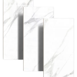 Calacatta white marble look porcelain slab for countertops and walls